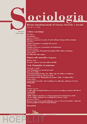 bixio a.(curatore) - sociologia. rivista quadrimestrale di scienze storiche e sociali (2022). vol. 1