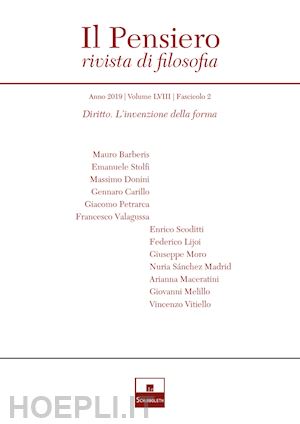  - il pensiero. rivista di filosofia (2019) . vol. 58/2: diritto: l'invenzione del