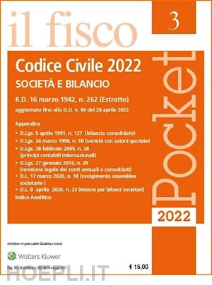 aa.vv. - il fisco - n. 3/2022 - codice civile - societa' e bilancio