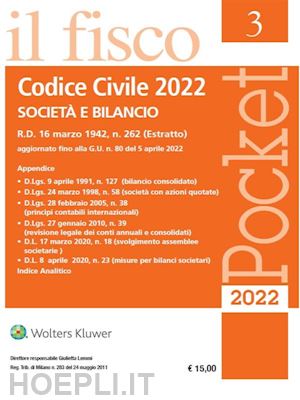 aa.vv. - codice civile 2022 società e bilancio - pocket il fisco