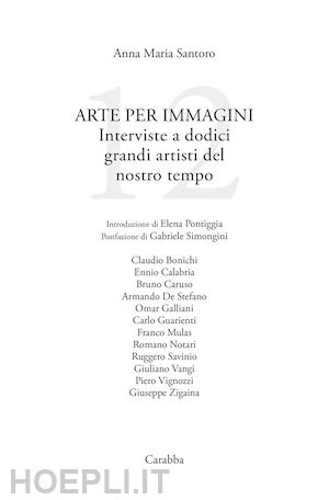 santoro anna maria - arte per immagini. interviste a dodici grandi artisti del nostro tempo