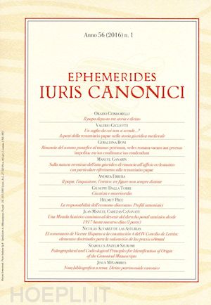  - ephemerides iuris canonici (2016). vol. 1