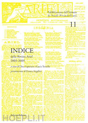 saponaro d.(curatore); torsello l.(curatore) - indice della rivista «ariel». 2003-2009