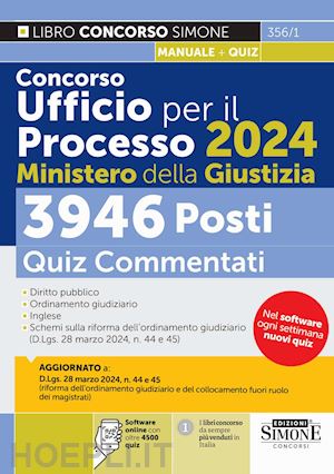 aa.vv. - concorso ufficio per il processo 2024 ministero della giustizia - 3946 posti