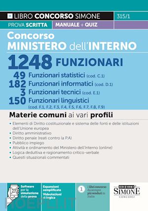 aa.vv. - concorso ministero dell'interno - 1248 funzionari