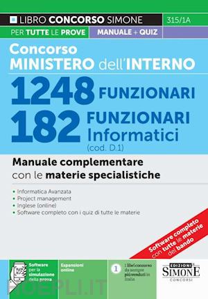 aa.vv. - concorso ministero dell'interno 1248 funzionari 182 funzionari informatici (cod.