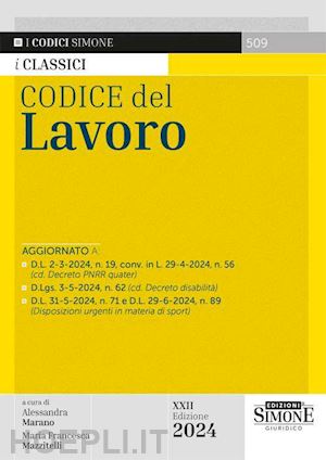 marano a. (curatore); mazzitelli m. f. (curatore) - codice del lavoro