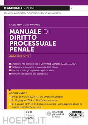 izzo fausto; picciotto guido - manuale di diritto processuale penale