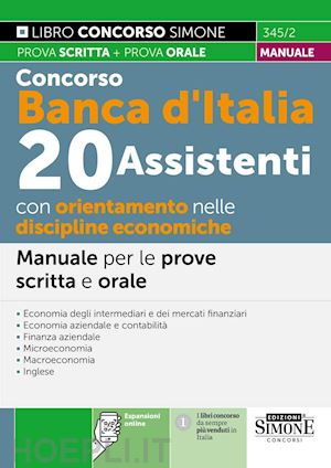 aa.vv. - concorso banca d'italia - 20 assistenti con orientamento nelle discipline econom