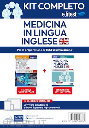  - kit completo editest medicina in lingua inglese. con e-book: superare la prova a