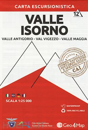 aa.vv. - carta escursionistica valle isorno. scala 1:25.000. ediz. italiana, inglese, ted