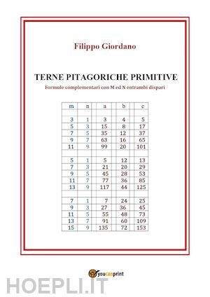 giordano filippo - terne pitagoriche primitive. formule complementari con m ed n entrambi dispari