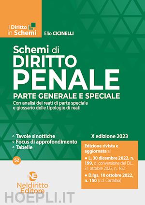 Schemi Di Diritto Penale - Parte Generale E Speciale - Cicinelli Elio